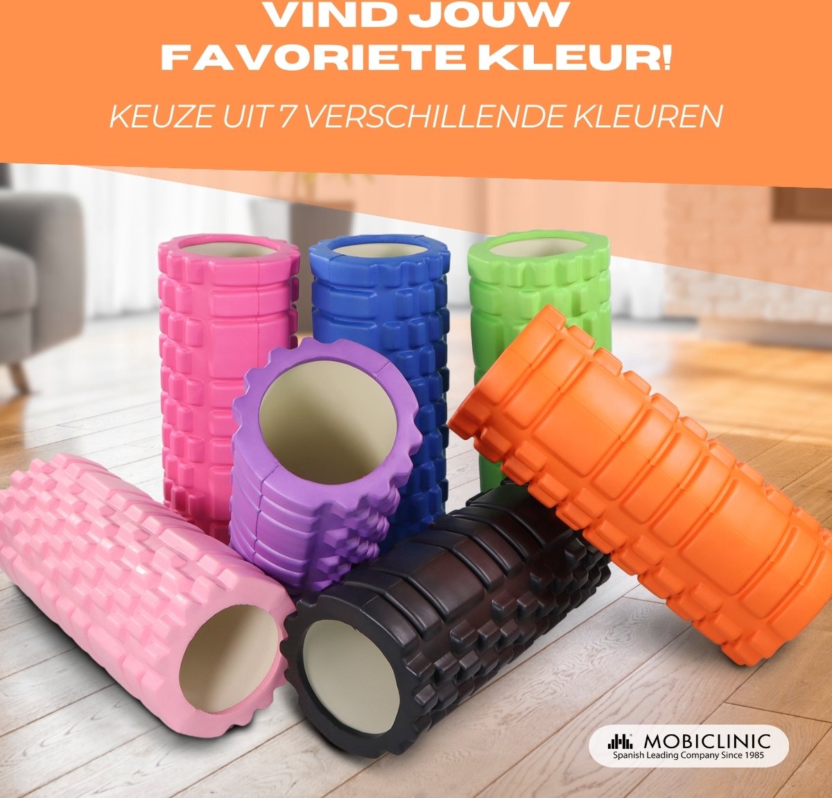 FitRoller - Mobiclinic - Rouleau de massage - Caoutchouc mousse - 14 x 33 cm - Polyvalent - Léger - Prévient les blessures - Vert lime