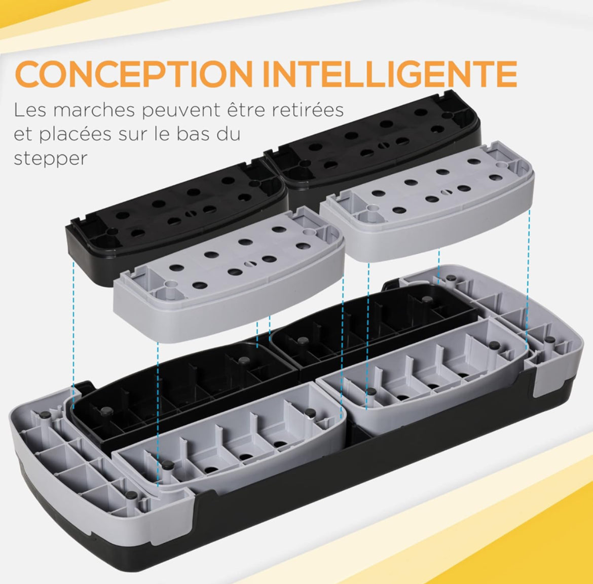Stepper Aérobic Fitness Hauteur réglable Surface antidérapante 80 x 31 x 20 cm