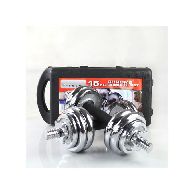 York Fitness Jeu d'halteres chromées de 15 kg - Poids pour Exercices Entraînement de Musculation
