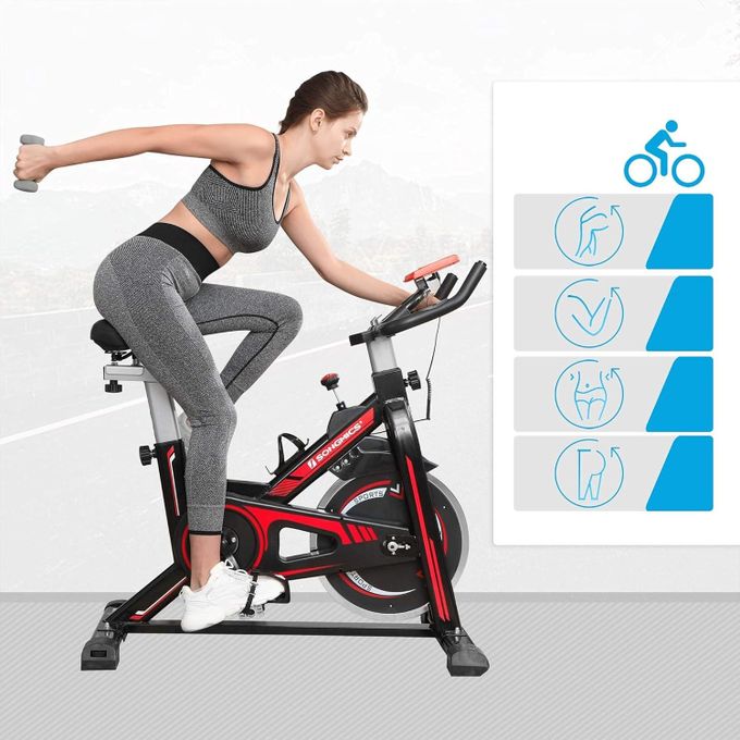 Vélo d'exercice intérieur - Rouge - Noir
