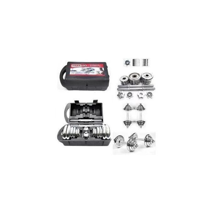 York Fitness Haltères chromées rechargeables de 15 kg (2 biceps de 7.5 kg) - Poids pour Exercices Entraînement de Musculation