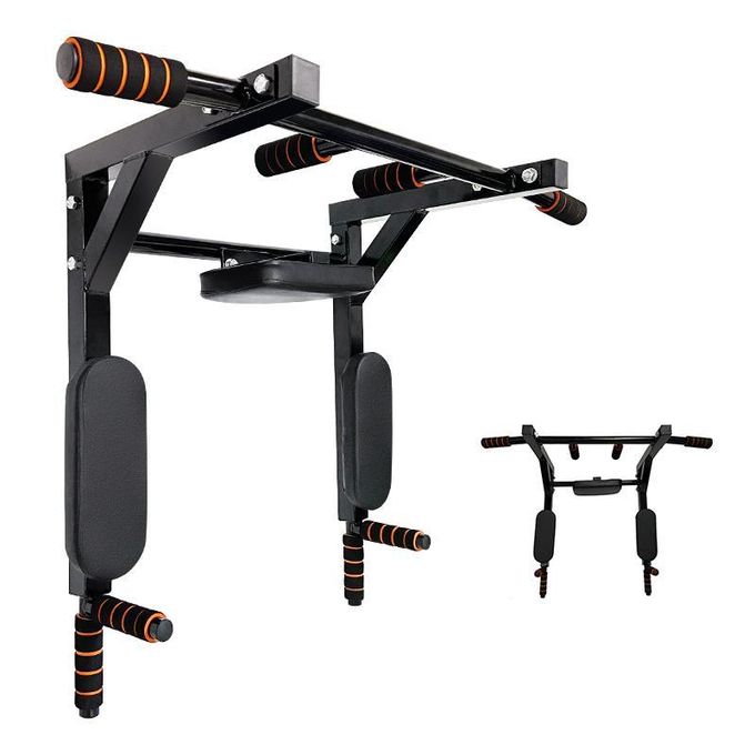 Barre fixe Barre de Traction et Dips Murale - Chaise Romaine Murale Démontable, Poignées Antidérapantes Multi exercices