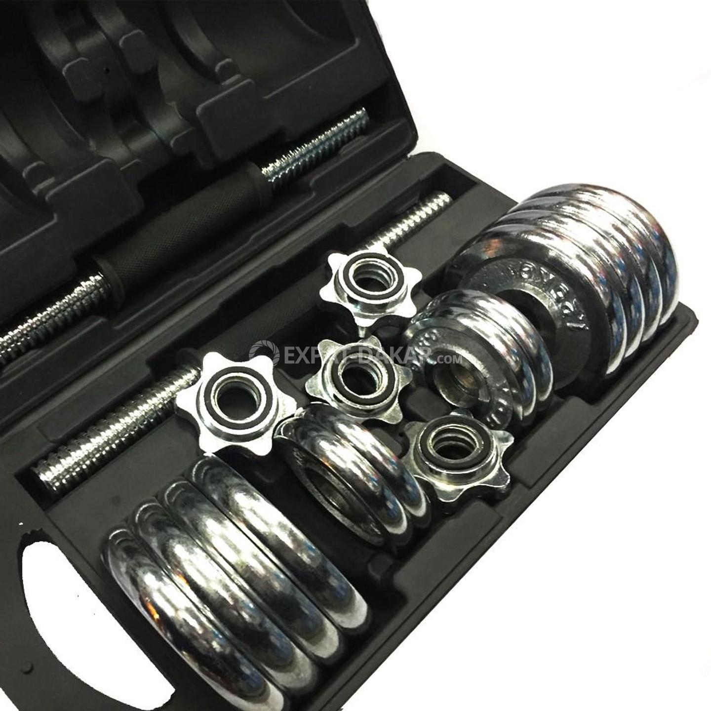 Kit de jeu d’haltères de 15kg dane le mallette