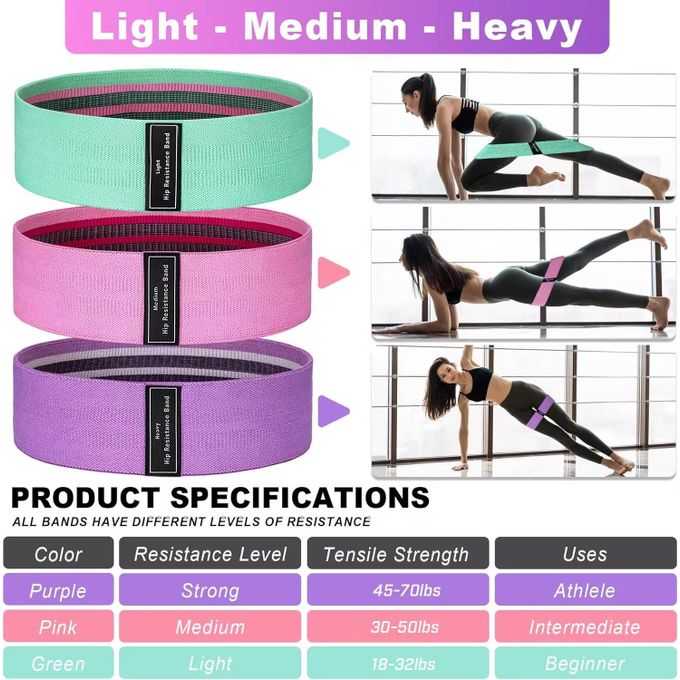 Sac avec 3 Bande de Résistance Hanche Réglable Antidérapante – Élastique Fitness pour Jambes, Fessiers, Squats, Yoga et Entraînement Musculaire pour fitness full body développe cuisse développe fesse naturel développe hanche plat - 3 Pièces c2