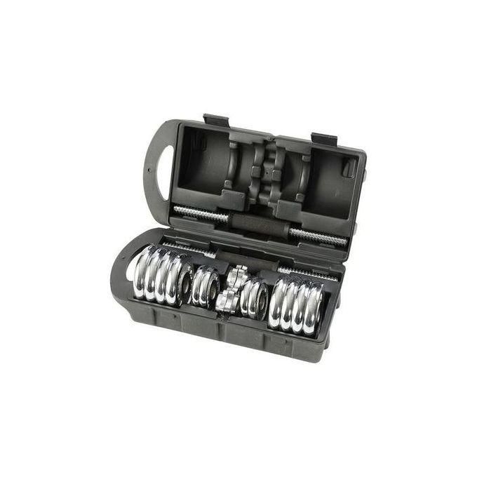 York Fitness Haltères chromées rechargeables de 15 kg (2 biceps de 7.5 kg) - Poids pour Exercices Entraînement de Musculation