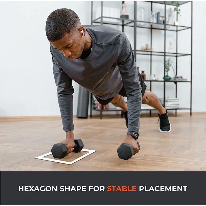 Haltères hexagonales en polycaoutchouc inodore - 1 Paire