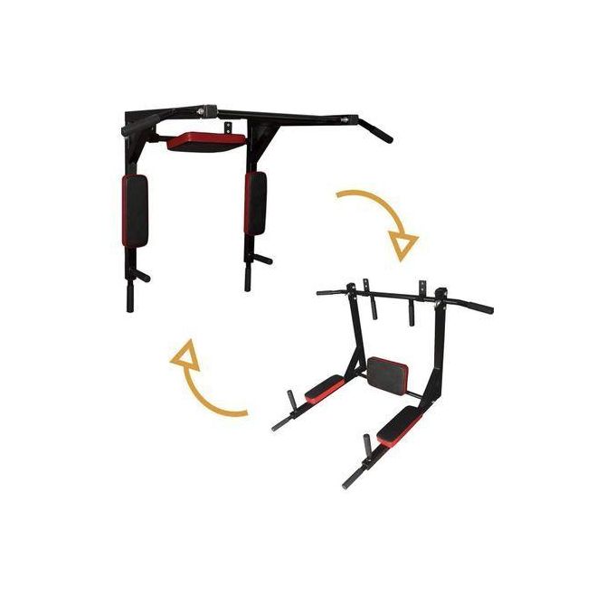 Barre fixe Barre de Traction et Dips Murale - Chaise Romaine Murale Démontable, Poignées Antidérapantes Multi exercices