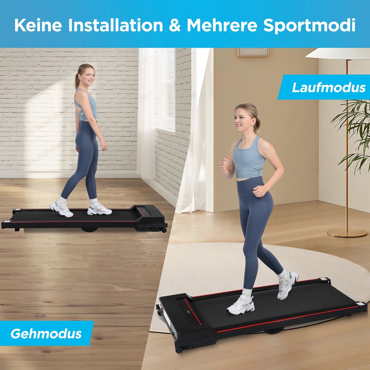 Tapis de course merax avec télécommande -Tapis de marche pliable zwart avec rouge