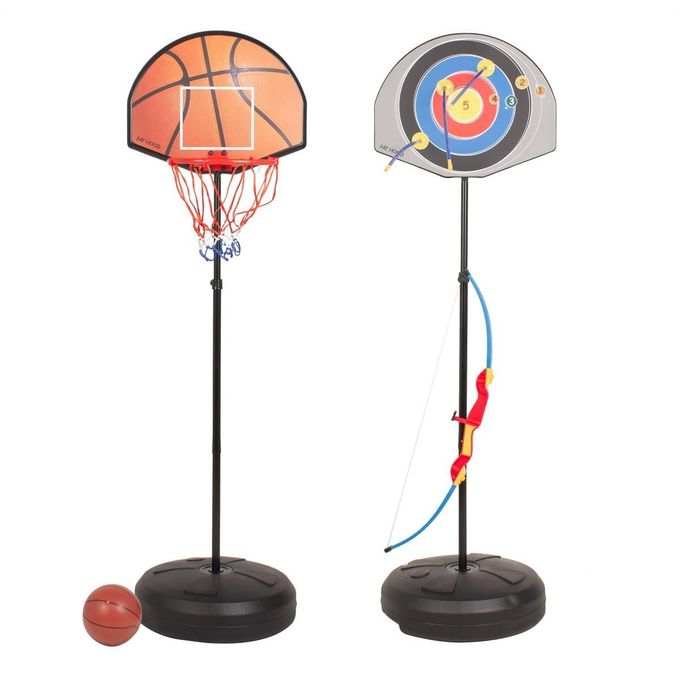 2 en 1 - Panier de basket-ball et tir à l'arc sur pied de bonne qualité pour enfants