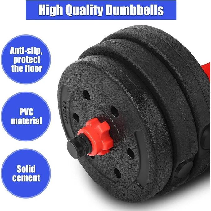 Haltères 20kg, Kit d'Haltères Musculation en PVC Réglable pour Entraînement Musculaire Haltérophilie Haltères avec Barre d'extension