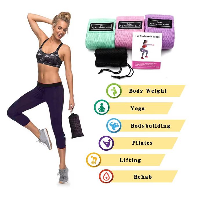 Sac avec 3 Bande de Résistance Hanche Réglable Antidérapante – Élastique Fitness pour Jambes, Fessiers, Squats, Yoga et Entraînement Musculaire pour fitness full body développe cuisse développe fesse naturel développe hanche plat - 3 Pièces c2