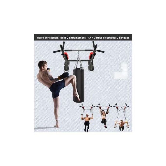 Barre fixe Barre de Traction et Dips Murale - Chaise Romaine Murale Démontable, Poignées Antidérapantes Multi exercices