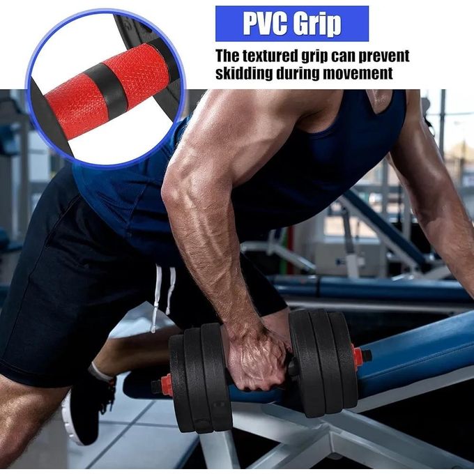Haltères 20kg, Kit d'Haltères Musculation en PVC Réglable pour Entraînement Musculaire Haltérophilie Haltères avec Barre d'extension