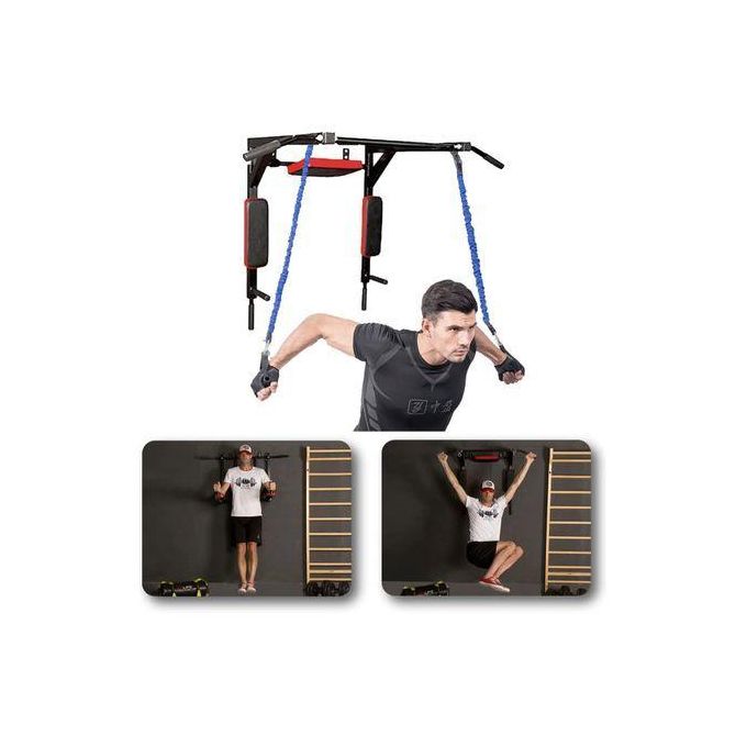 Barre fixe Barre de Traction et Dips Murale - Chaise Romaine Murale Démontable, Poignées Antidérapantes Multi exercices