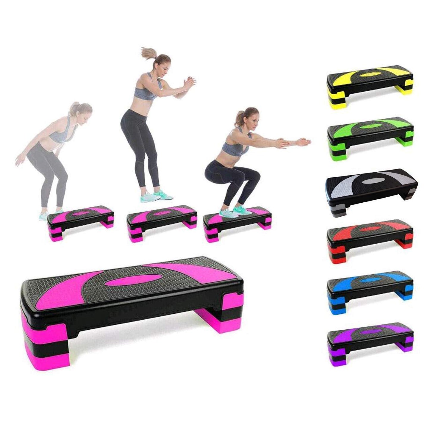 Stepper Aérobic Fitness Hauteur réglable Surface antidérapante 80 x 31 x 20 cm