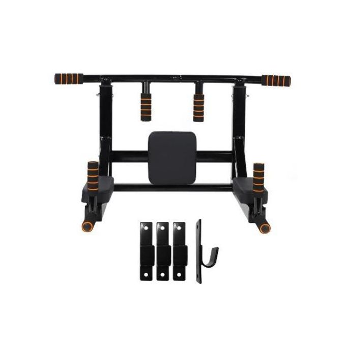 Barre fixe Barre de Traction et Dips Murale - Chaise Romaine Murale Démontable, Poignées Antidérapantes Multi exercices