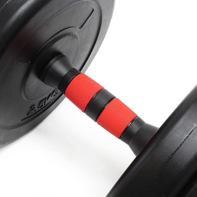 Kit d’haltères Courts 15kg Coffret 8 plaques Ciment 2 Barres haltères moletées Loquet étoile avec barre extensible