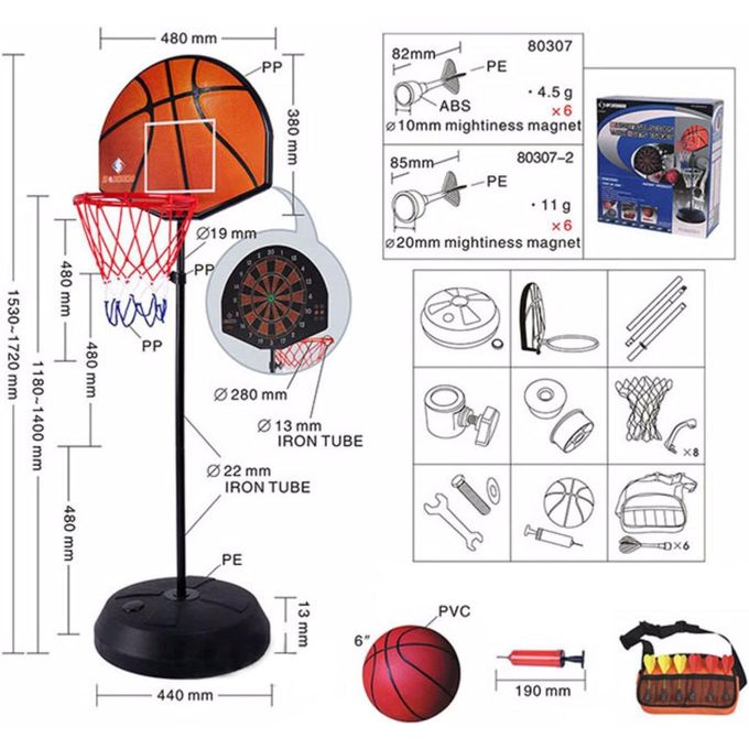 Ensemble 2 en 1 Jeu de basket-ball avec jeu de fléchettes