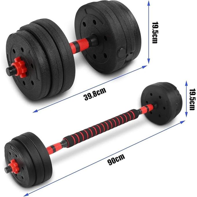 Haltères 20kg, Kit d'Haltères Musculation en PVC Réglable pour Entraînement Musculaire Haltérophilie Haltères avec Barre d'extension