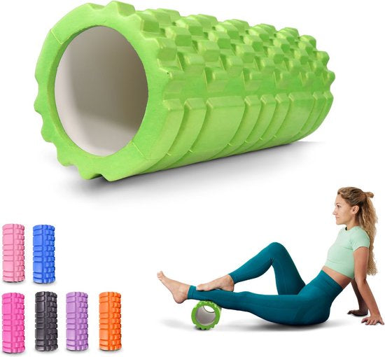 FitRoller - Mobiclinic - Rouleau de massage - Caoutchouc mousse - 14 x 33 cm - Polyvalent - Léger - Prévient les blessures - Vert lime
