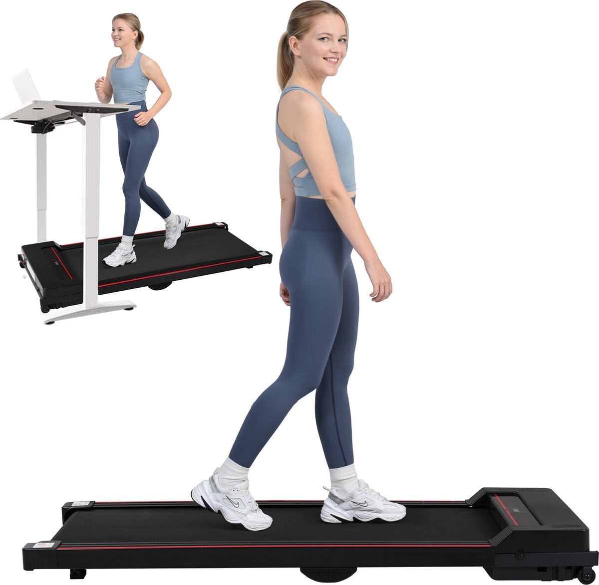 Tapis de course merax avec télécommande -Tapis de marche pliable zwart avec rouge