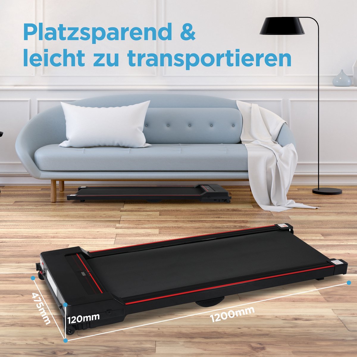 Tapis de course merax avec télécommande -Tapis de marche pliable zwart avec rouge
