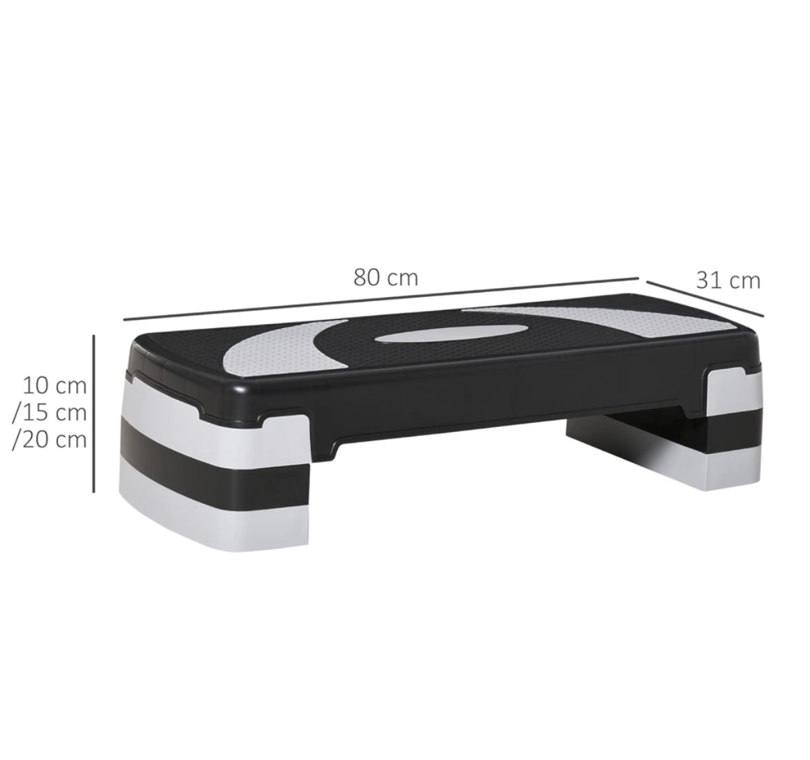 Stepper Aérobic Fitness Hauteur réglable Surface antidérapante 80 x 31 x 20 cm