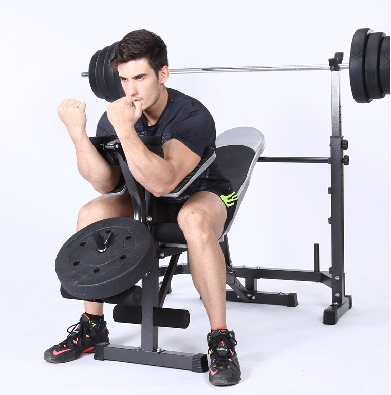 Banc de Fitness multifonction, équipement de levage de poids à haute traction, établi pliable avec poulie