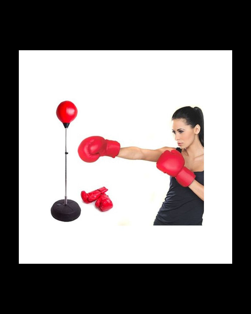 Punching Ball Réglable en Hauteur 75-105cm avec Gants de Boxe et Pompe pour Adultes et Enfants-GS