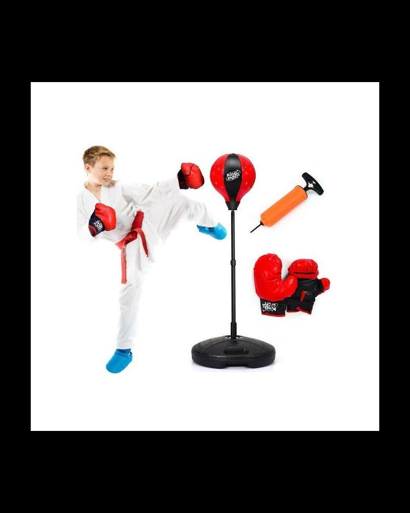 Punching Ball Réglable en Hauteur 75-105cm avec Gants de Boxe et Pompe pour Adultes et Enfants-GS
