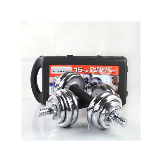 York Fitness Jeu d'halteres chromées de 15 kg - Poids pour Exercices Entraînement de Musculation