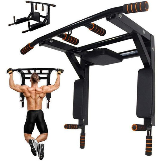 Barre fixe Barre de Traction et Dips Murale - Chaise Romaine Murale Démontable, Poignées Antidérapantes Multi exercices