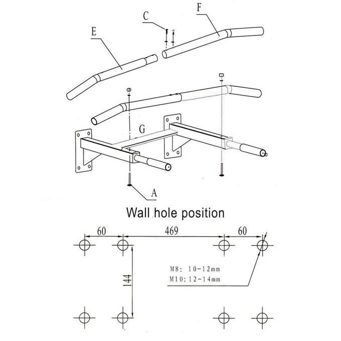 Barre de Traction Murale 50x93 cm