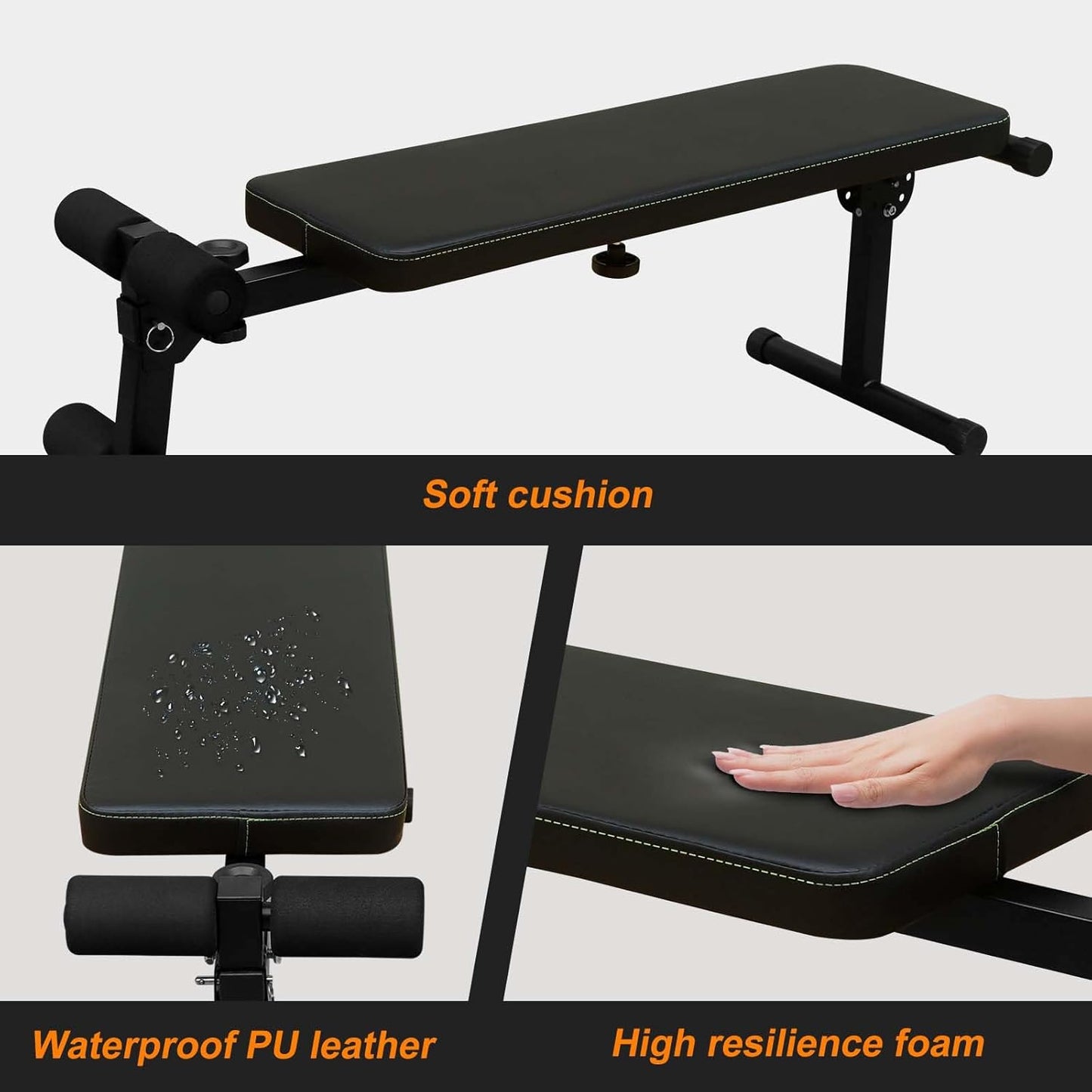 Barre de Traction - Chaise Romaine Multifonction avec Banc de Musculation Pliable pour Dips, Pompes, Développé-Couchés avec 50kg haltères