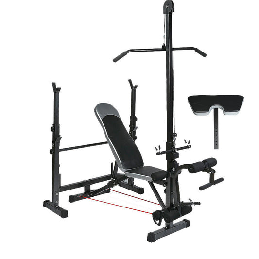 Banc de Fitness multifonction, équipement de levage de poids à haute traction, établi pliable avec poulie