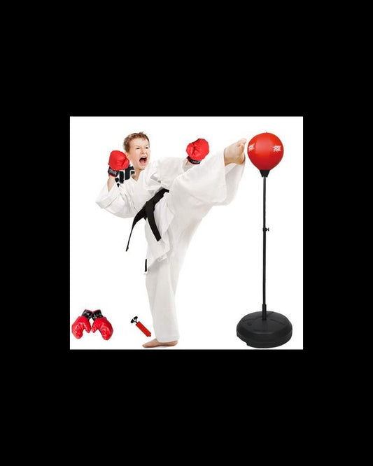 Punching Ball Réglable en Hauteur 75-105cm avec Gants de Boxe et Pompe pour Adultes et Enfants-GS